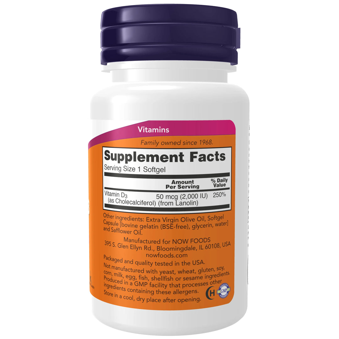 NOW Foods Vitamin D-3 2000 IU - 120 Softgels