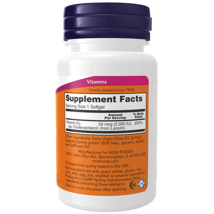 NOW Foods Vitamin D-3 2000 IU - 120 Softgels