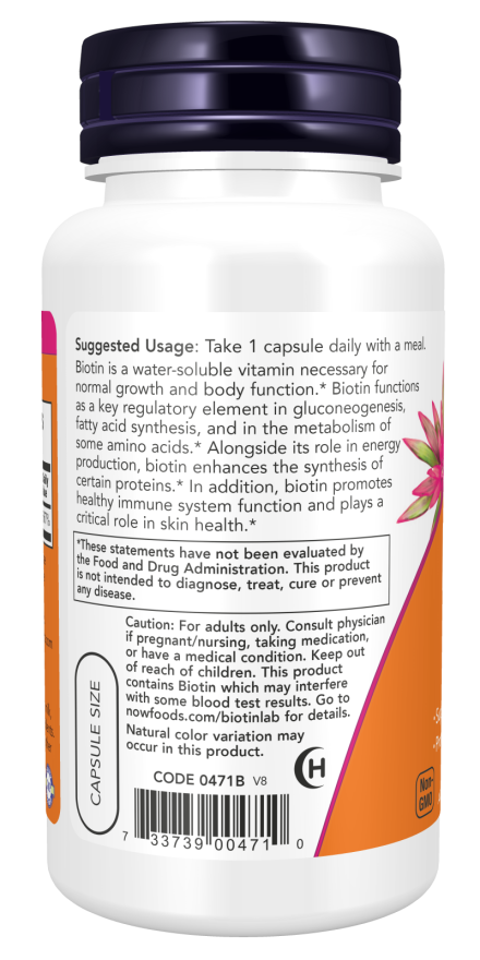 NOW Foods Biotin 5000 mcg - 60 Veg Capsules