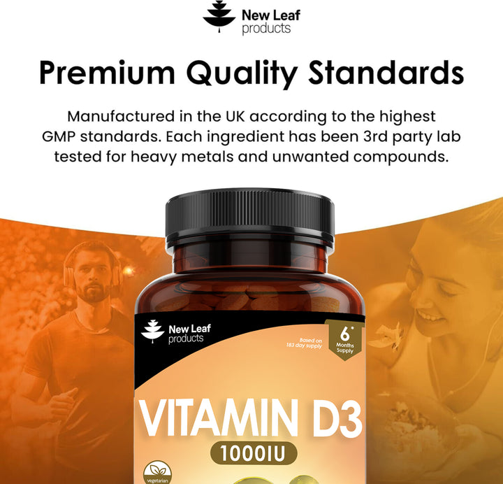 New Leaf Vitamin D3 (1000iu) - 183 Tablets - 6 Months Supply