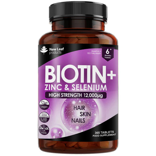 New Leaf Biotin - Hair Growth Supplement High Strength 12 000 mcg - 365 Tablets (Last stock in SA)
