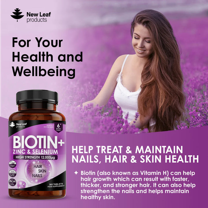 New Leaf Biotin - Hair Growth Supplement High Strength 12 000 mcg - 365 Tablets (Last stock in SA)
