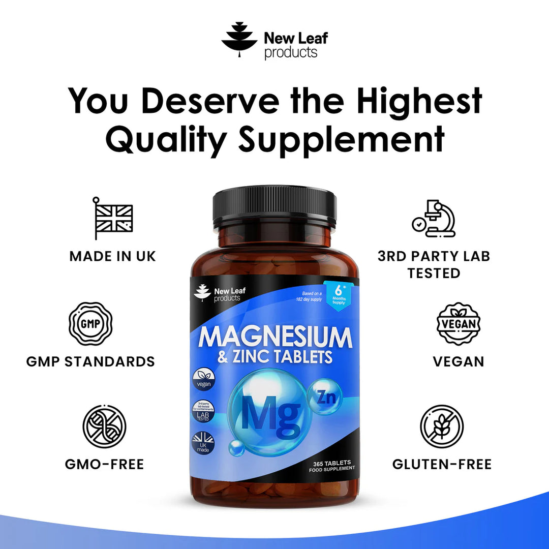 New Leaf Magnesium & Zinc High Strength - 365 Tablets
