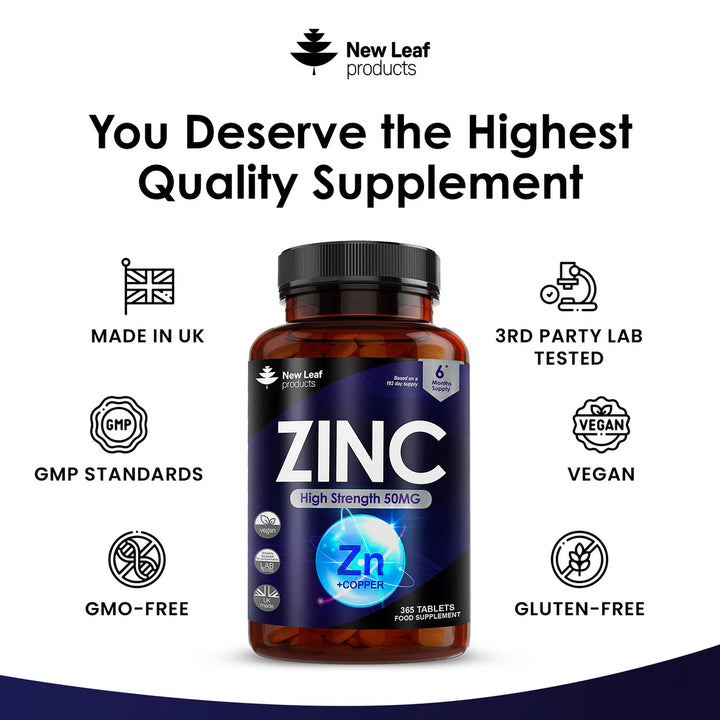New Leaf Zinc High Strength - 365 Tablets