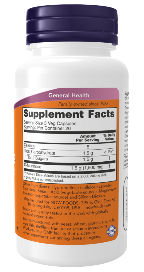 NOW Foods D-Mannose 500 mg - 120 Veg Capsules
