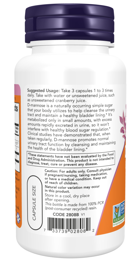 NOW Foods D-Mannose 500 mg - 120 Veg Capsules