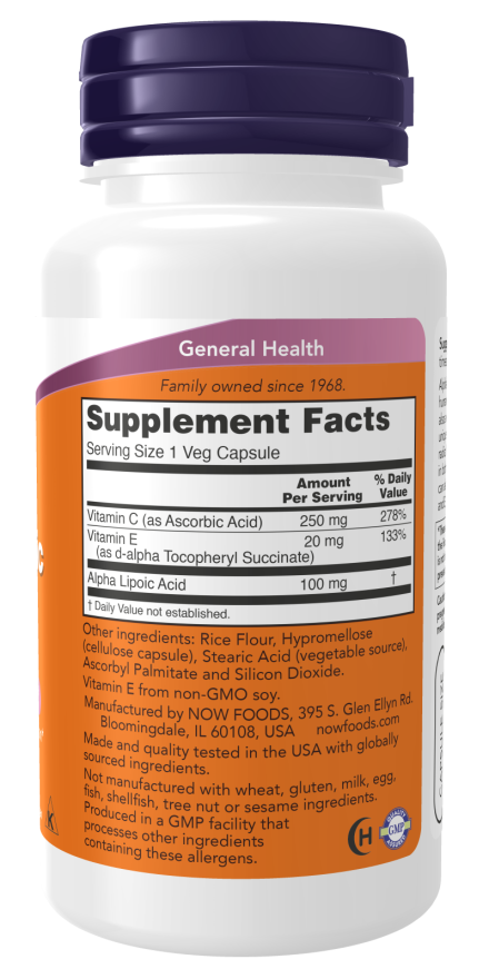 NOW Foods Alpha Lipoic Acid 100mg - 60 Veg Capsules