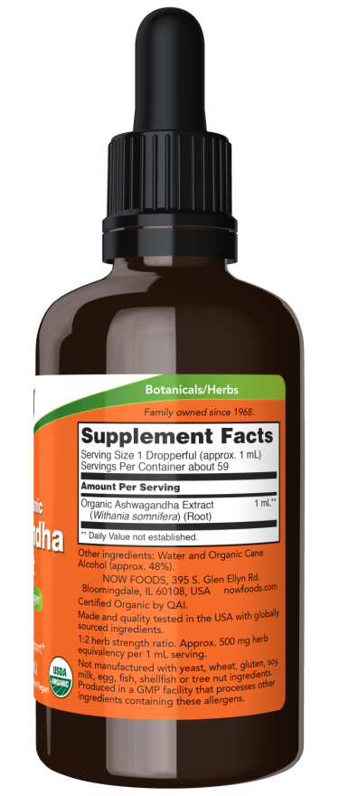 NOW Foods Ashwagandha Extract Liquid Organic - 59ml