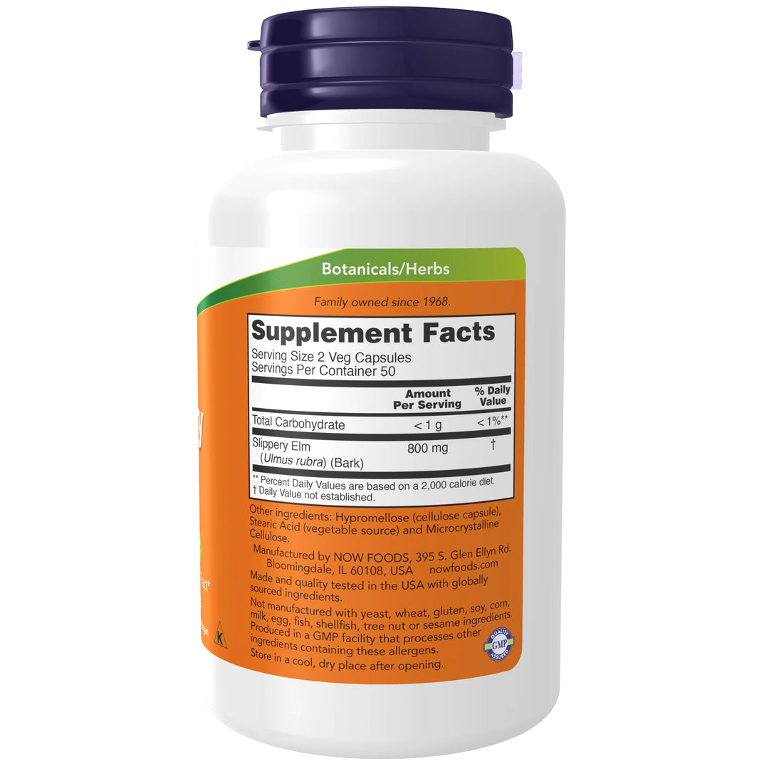 NOW Foods Slippery Elm 400 mg - 100 Veg Capsules