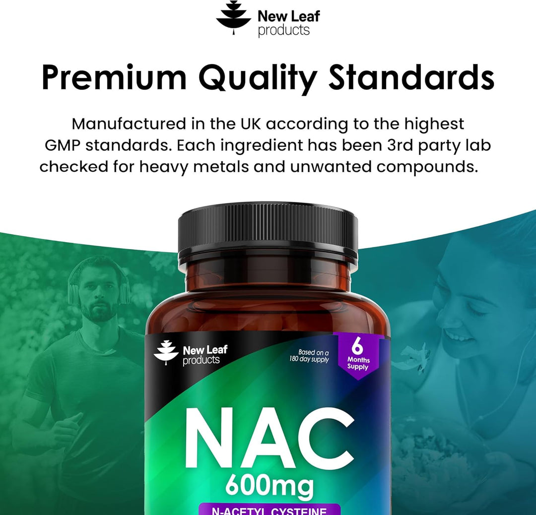 New Leaf NAC 600mg - High Bioavailability Amino Acid - 180 Capsules