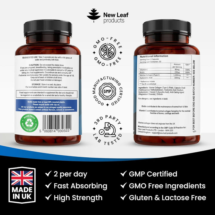 New Leaf Marine Collagen High Strength Complex - 60 Capsules