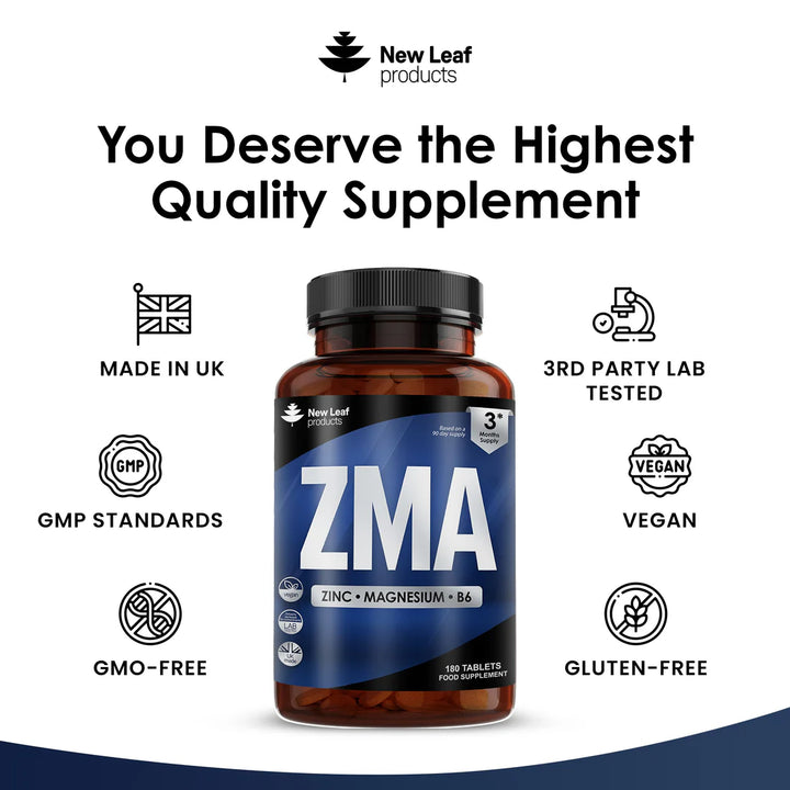 New Leaf ZMA - Zinc, Magnesium & Vitamin B6 - 180 Tablets