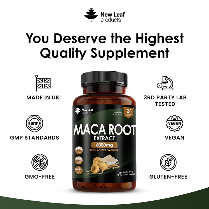 New Leaf Maca Root with Ashwagandha High Strength - 180 Tablets