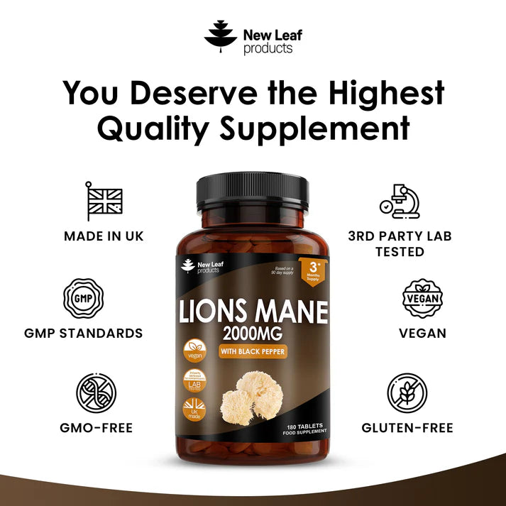 New Leaf Lions Mane - 180 Tablets