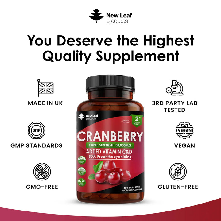 New Leaf Cranberry Enriched with Vitamin C & D - 120 Tablets