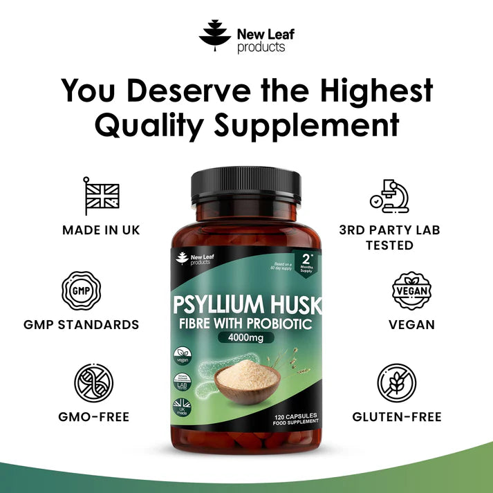 New Leaf Psyllium Husk with Probiotic - 120 Capsules