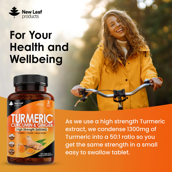 New Leaf Turmeric Curcumin & Ginger High Strength - 180 Tablets