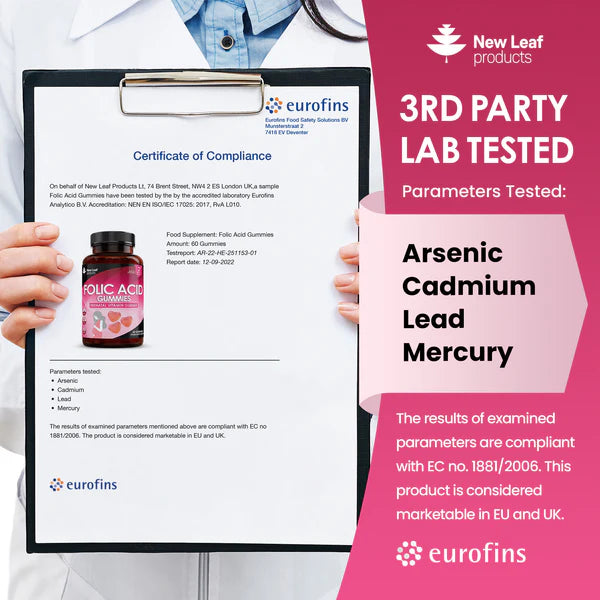 New Leaf Folic Acid Gummies Vegan High Strength - 60 Gummies