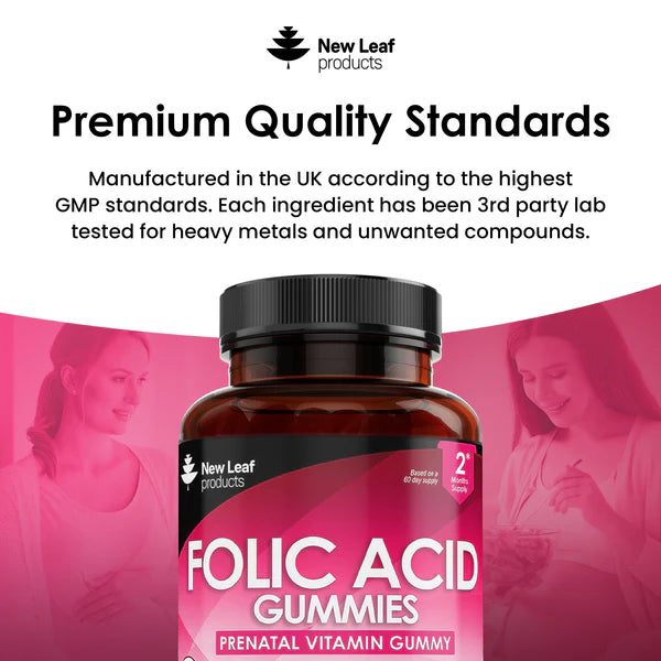 New Leaf Folic Acid Gummies Vegan High Strength - 60 Gummies