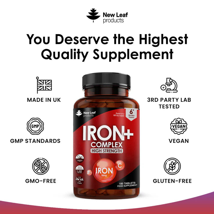 New Leaf Iron Complex High Strength Active - 180 Tablets