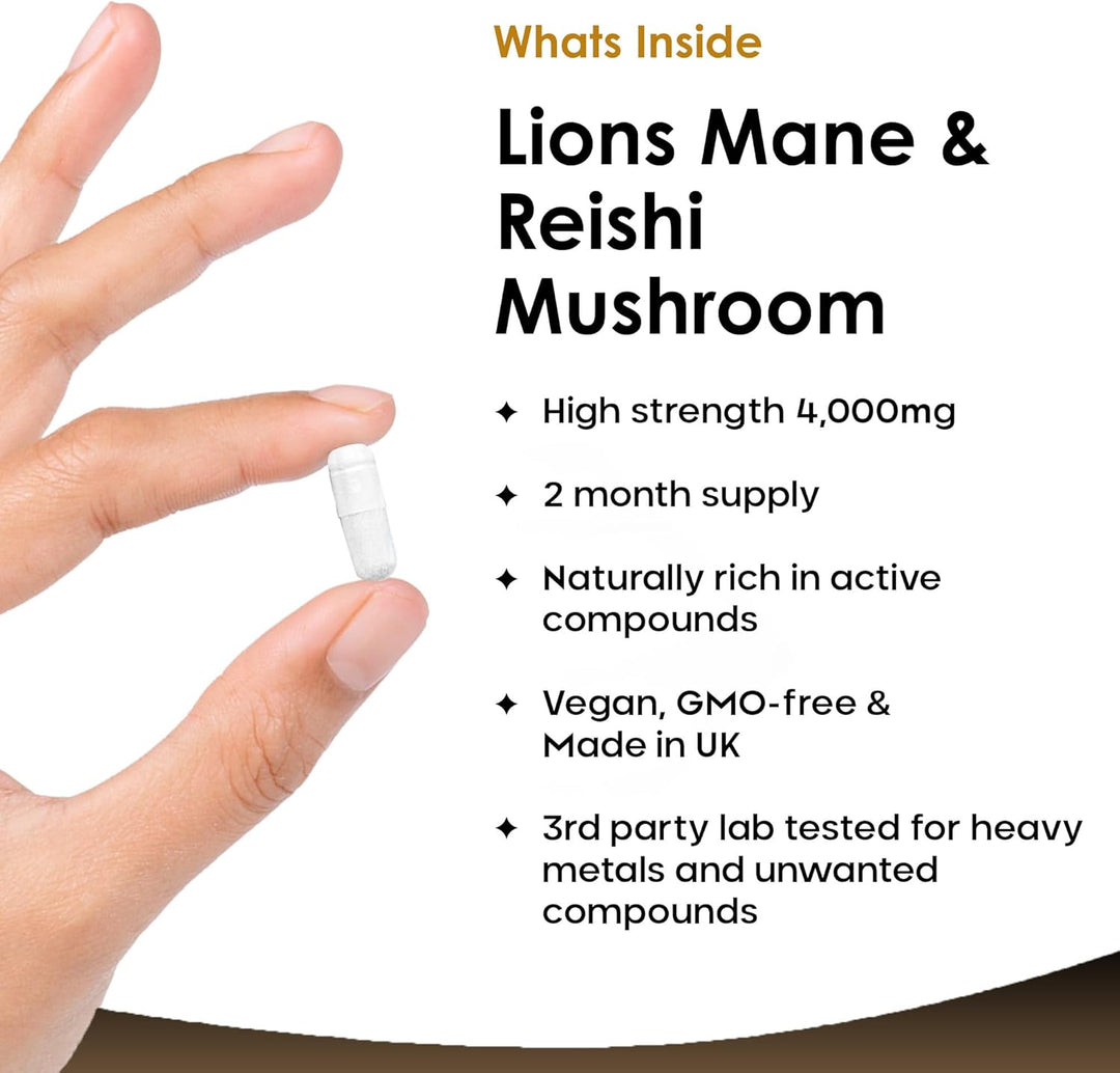 New Leaf Lions Mane & Reishi High Strength Capsules - 120 Capsules