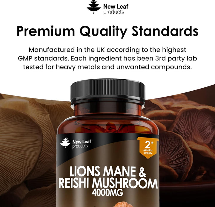 New Leaf Lions Mane & Reishi High Strength Capsules - 120 Capsules