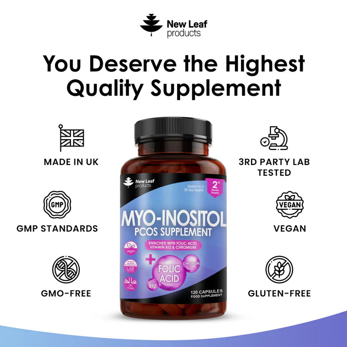 New Leaf Myo Inositol PCOS Supplement - 120 Capsules