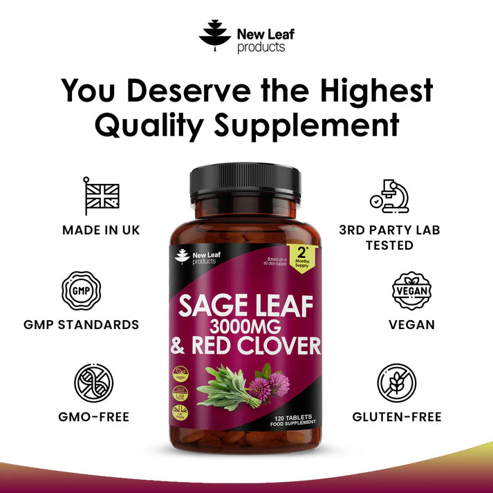 New Leaf Sage Leaf & Red Clover Tablets For Menopause - 120 Tablets