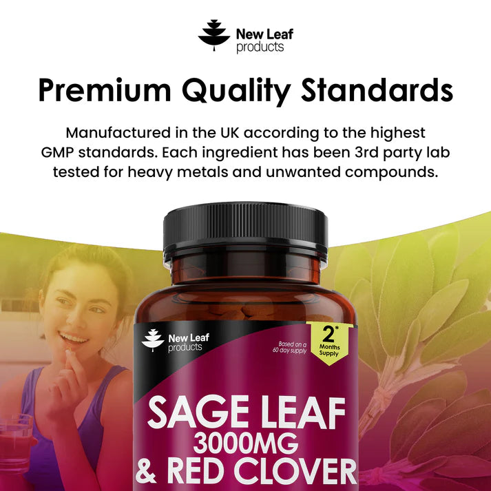New Leaf Sage Leaf & Red Clover Tablets For Menopause - 120 Tablets