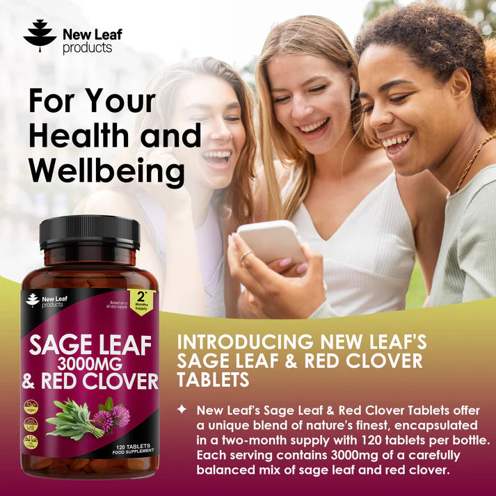 New Leaf Sage Leaf & Red Clover Tablets For Menopause - 120 Tablets