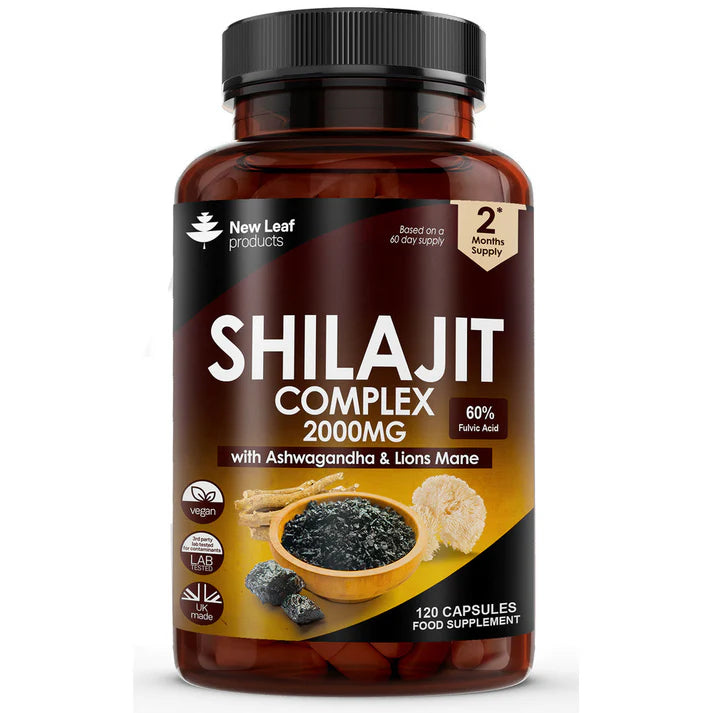 New Leaf Shilajit Complex with Ashwagandha & Lions Mane - 120 Capsules