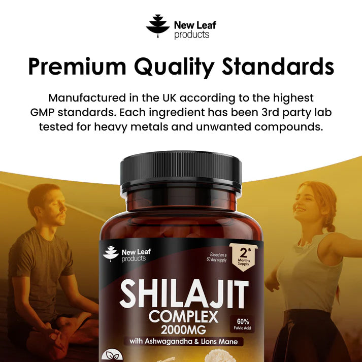 New Leaf Shilajit Complex with Ashwagandha & Lions Mane - 120 Capsules