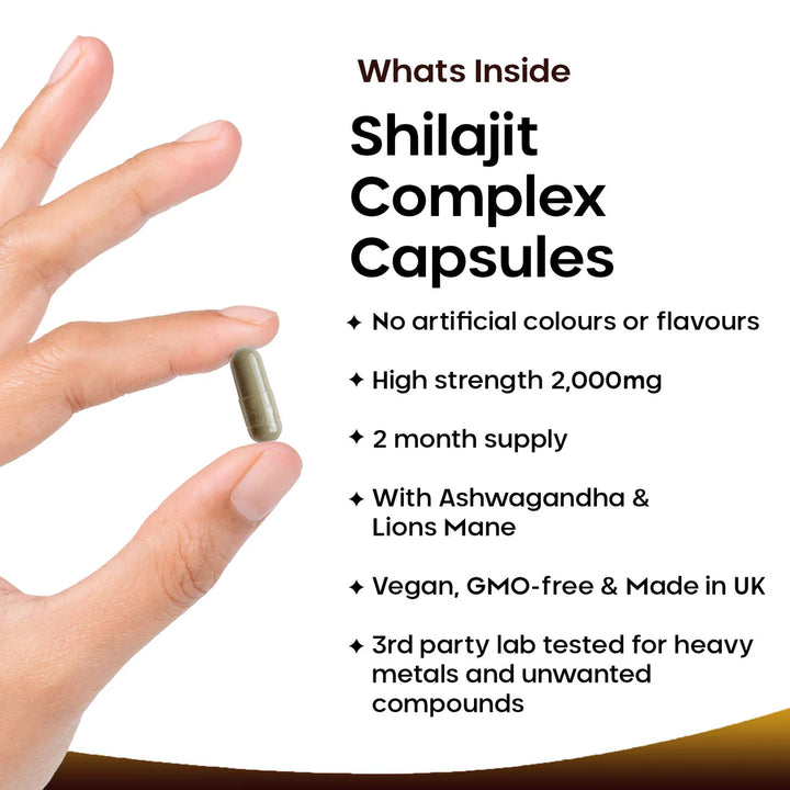 New Leaf Shilajit Complex with Ashwagandha & Lions Mane - 120 Capsules