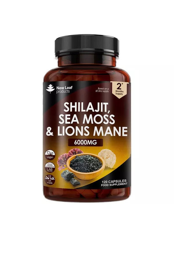 New Leaf Shilajit Sea Moss & Lions Mane High Strength Capsules - 120 Capsules