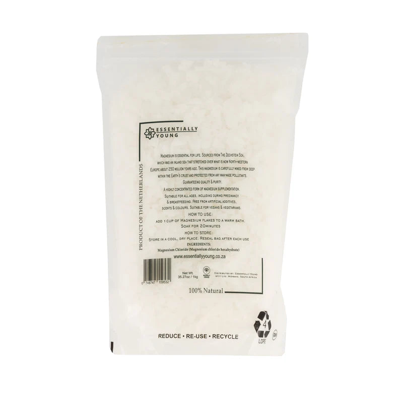 Essentially Young Pure Magnesium chloride Flakes 1kg - unscented and unrefined