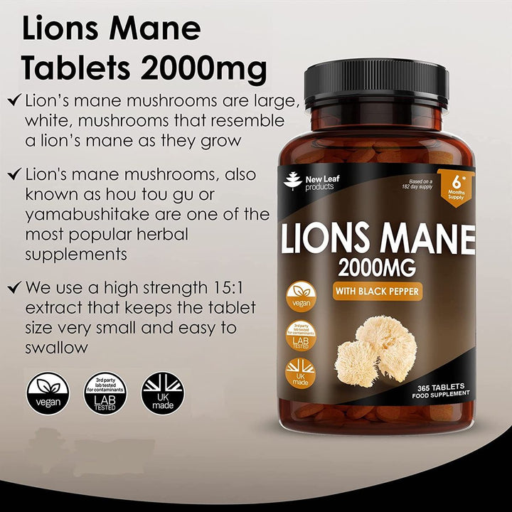 New Leaf Lions Mane - 365 Tablets