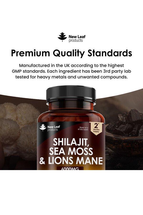 New Leaf Shilajit Sea Moss & Lions Mane High Strength Capsules - 120 Capsules