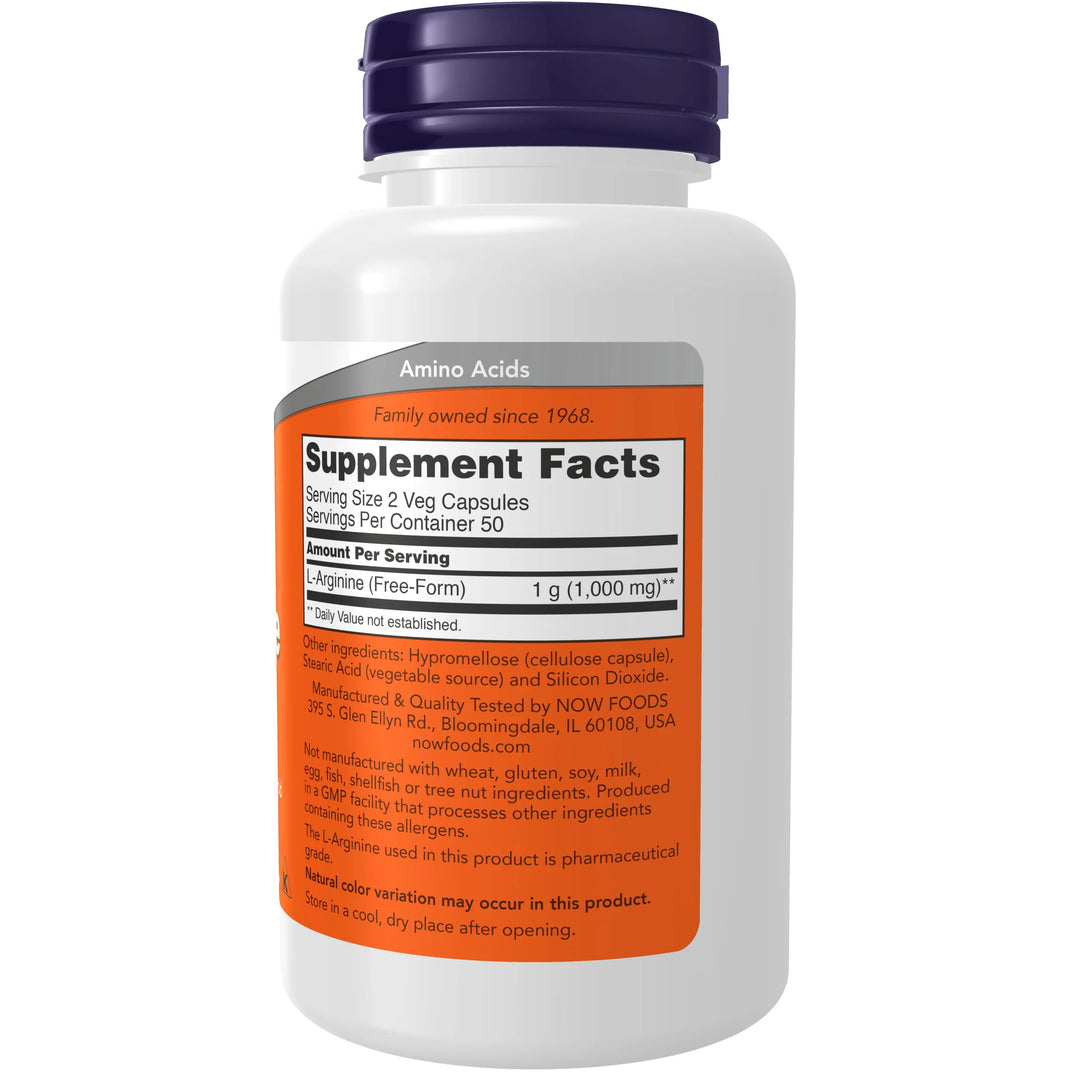 NOW Foods L-Arginine 500 mg - 100 Veg Capsules