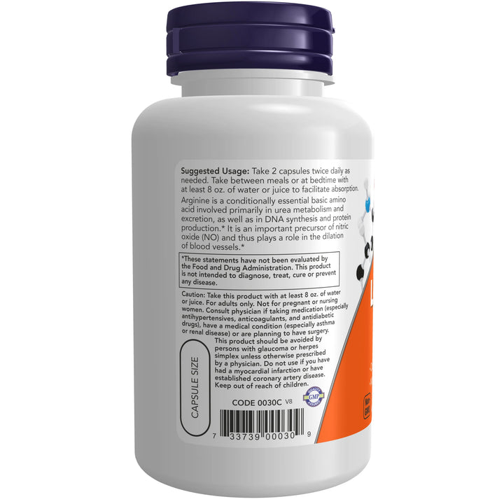 NOW Foods L-Arginine 500 mg - 100 Veg Capsules