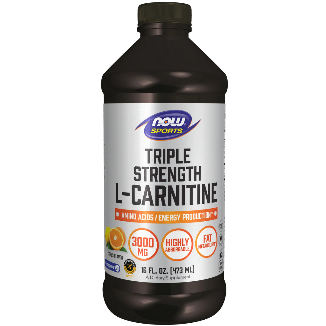 NOW Sports L-Carnitine, Triple Strength Liquid, Citrus - 473ml