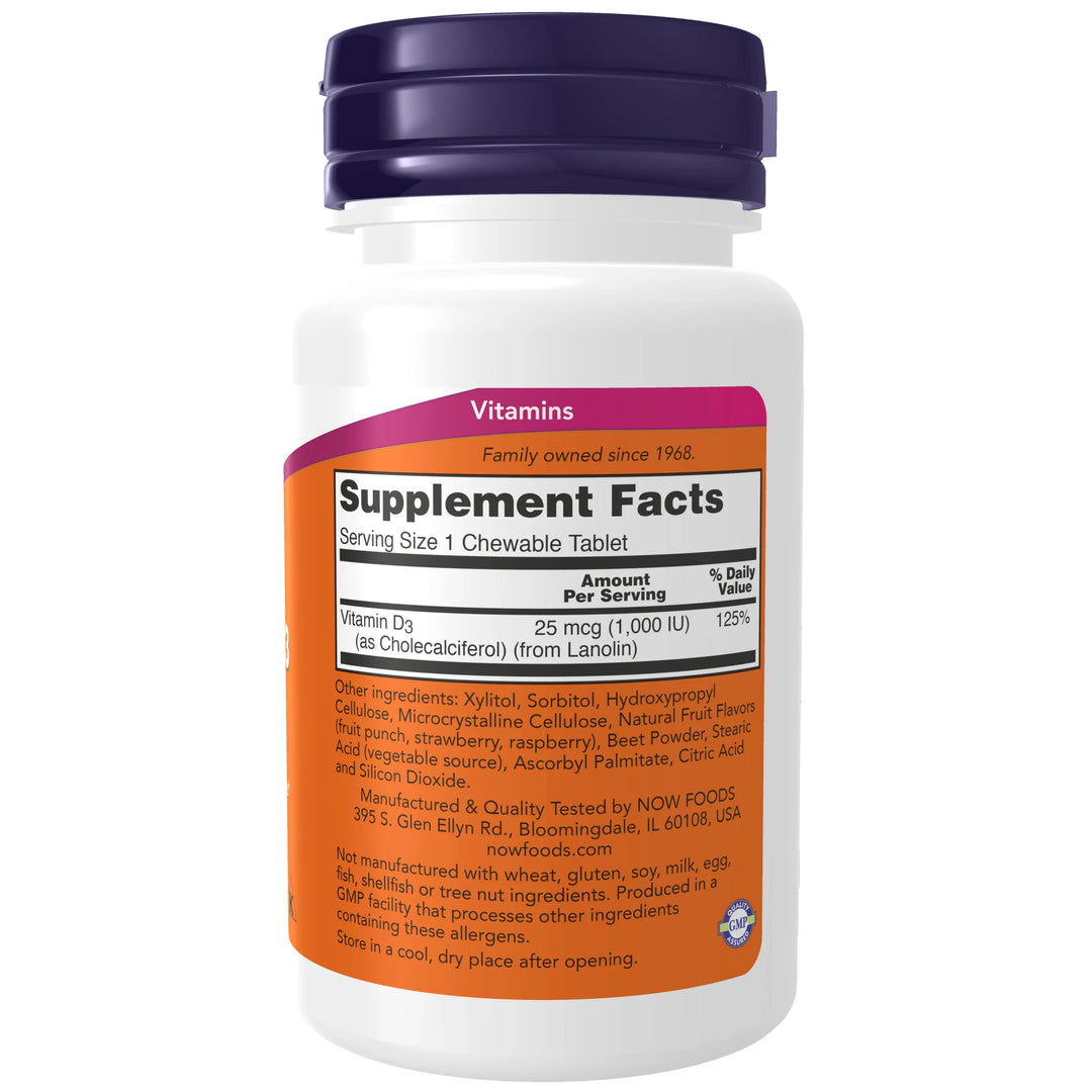 NOW Foods Vitamin D-3 1000 IU - 180 Chewables