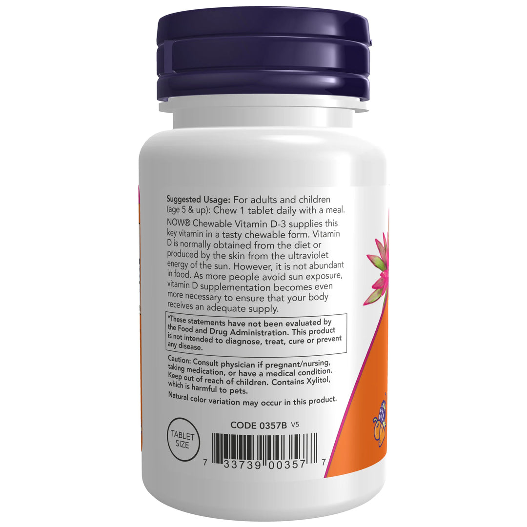 NOW Foods Vitamin D-3 1000 IU - 180 Chewables