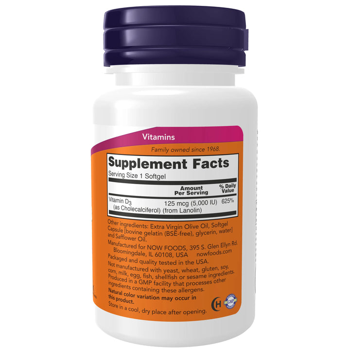 NOW Foods Vitamin D-3 5000 IU - 240 Softgels