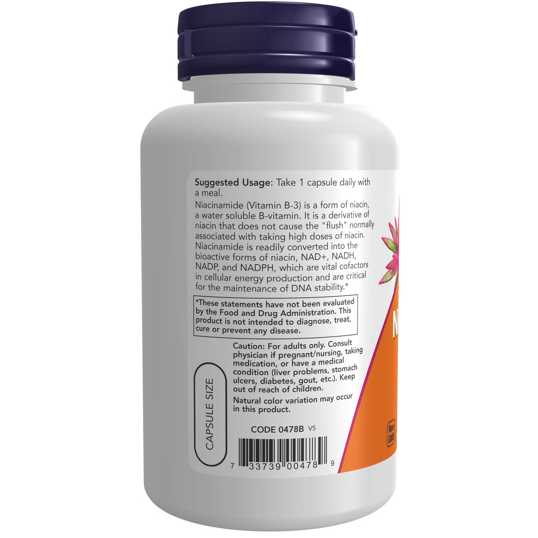 NOW Foods Niacinamide (B-3) 500 mg - 100 Veg Capsules