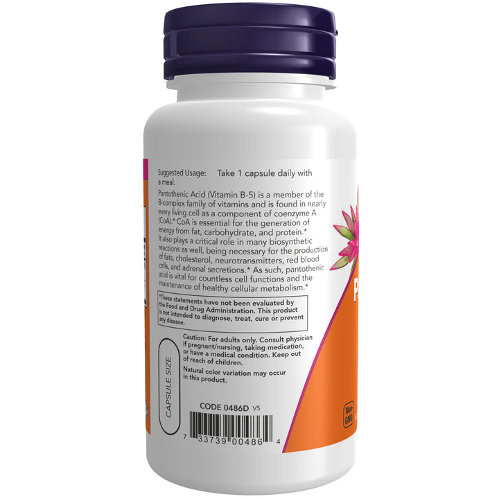 NOW Foods Pantothenic Acid 500mg - 100 Veg Capsules