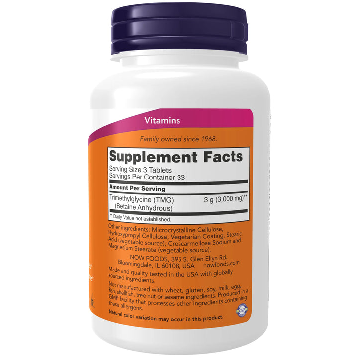 NOW Foods TMG Betaine 1000 mg - 100 Tablets