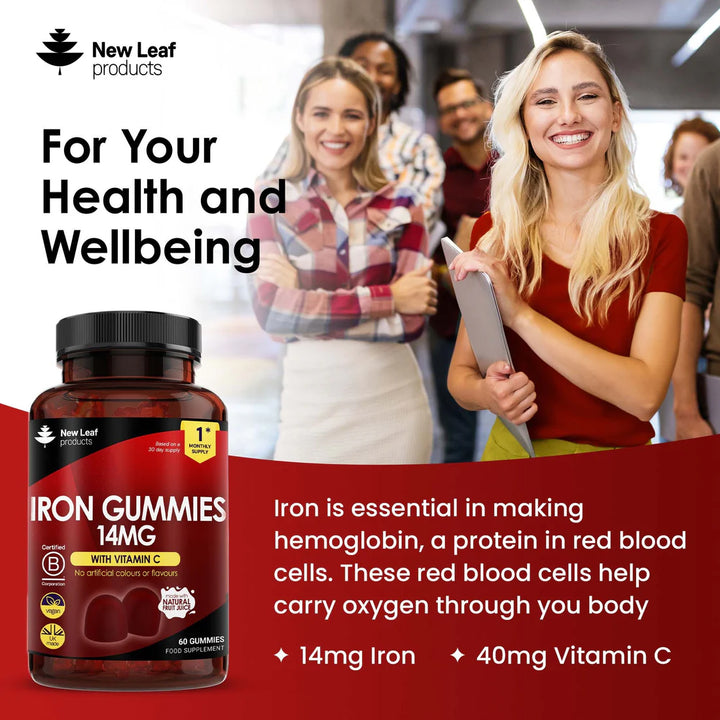 New Leaf Iron Gummies with Vitamin C 2 Months Supply - 60 Gummies