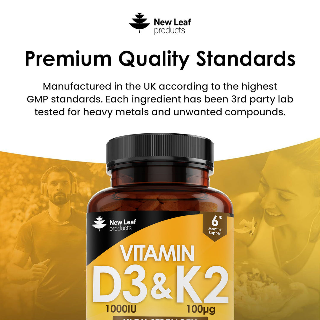 New Leaf Vitamin D3 & K2 High Strength - 183 Tablets