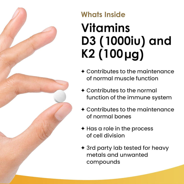 New Leaf Vitamin D3 (1000IU) & K2 (100μg) - 183 Tablets