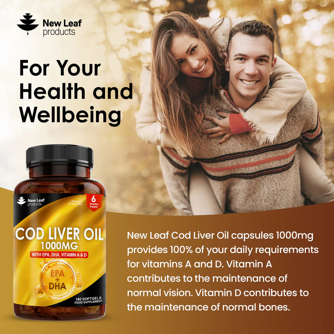 New Leaf Cod liver oil - 180 Softgel Capsules - 6 Month Supply